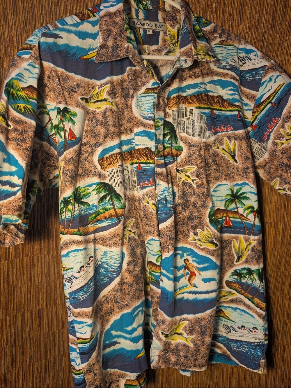 Bamboo Bay Vintage Hawaiian Print Shirt Medium